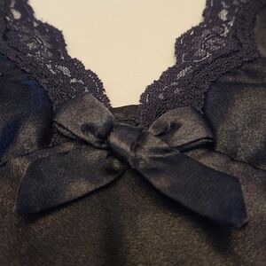 Sleek Midnight Lace Trim Chemise